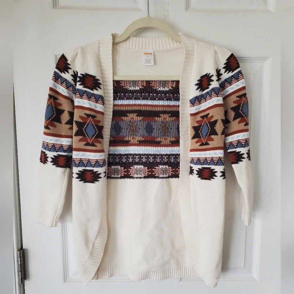 Gymboree Girls Intarsia Fairisle Long Cardigan Montana Mountain White Size 6